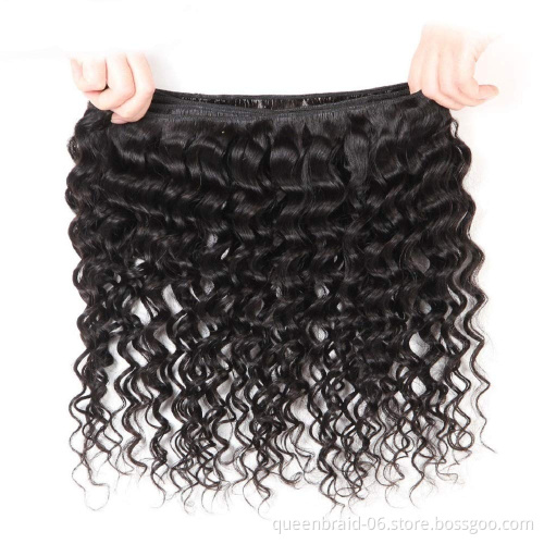 Brazilian Virgin Human Hair Ocean Wave Bundles With Closure Unprocessed Curly Human Hair Bundles Water Wave Extensions With Lace